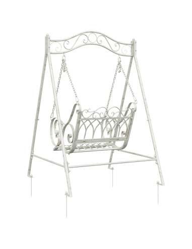 Panchina a Dondolo Acciaio 113 x 121,5 x 168 cm Bianco Antico