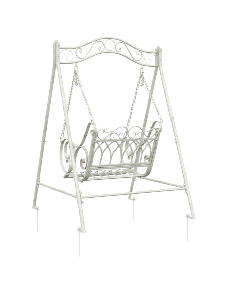 Panchina a Dondolo Acciaio 113 x 121,5 x 168 cm Bianco Antico
