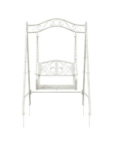 Panchina a Dondolo Acciaio 113 x 121,5 x 168 cm Bianco Antico