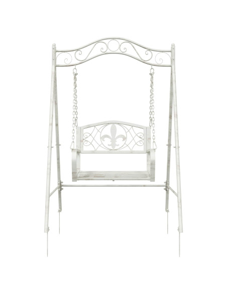 Panchina a Dondolo Acciaio 113 x 121,5 x 168 cm Bianco Antico
