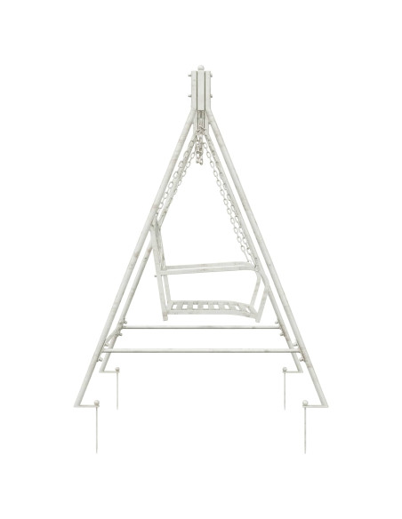 Panchina a Dondolo Acciaio 113 x 121,5 x 168 cm Bianco Antico