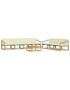 Set di divani da esterno 8 pcs Bianco e Crema 2