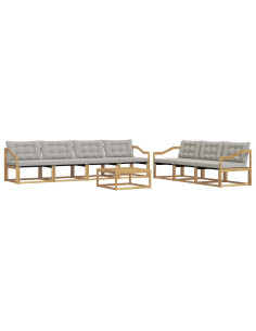 Set di divani da esterno 8 pcs Bianco e Grigio Chiaro 2
