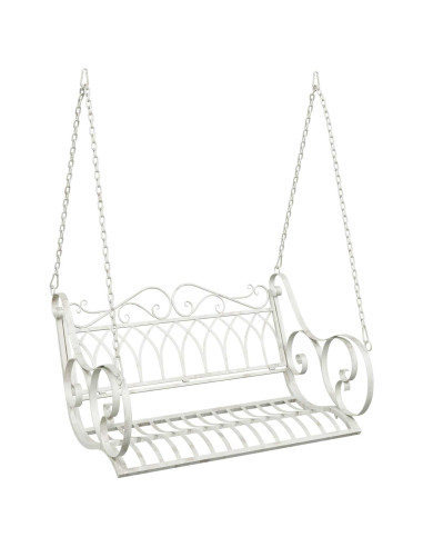 Panchina a Dondolo Acciaio 109 x 75 x 59 cm Bianco Antico