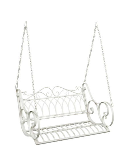 Panchina a Dondolo Acciaio 109 x 75 x 59 cm Bianco Antico