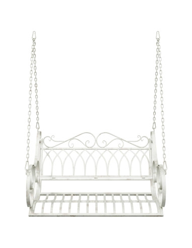 Panchina a Dondolo Acciaio 109 x 75 x 59 cm Bianco Antico