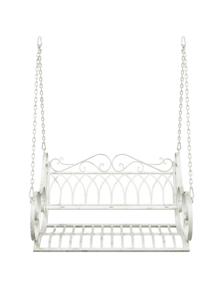 Panchina a Dondolo Acciaio 109 x 75 x 59 cm Bianco Antico
