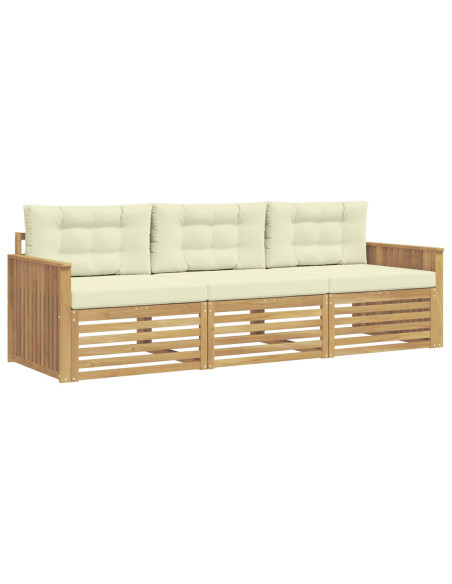 Set di divani da esterno 3 pcs Bianco e Crema