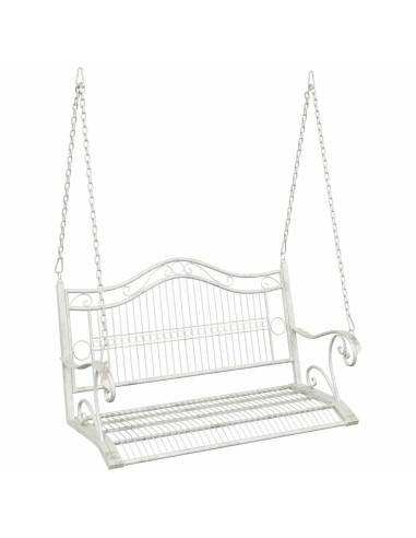 Panchina a Dondolo Acciaio 115 x 61 x 63 cm Bianco Antico