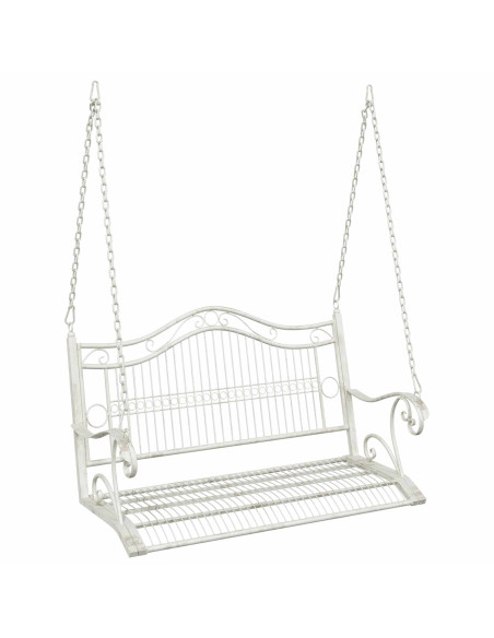 Panchina a Dondolo Acciaio 115 x 61 x 63 cm Bianco Antico