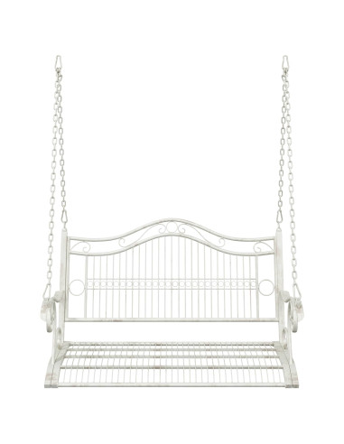 Panchina a Dondolo Acciaio 115 x 61 x 63 cm Bianco Antico