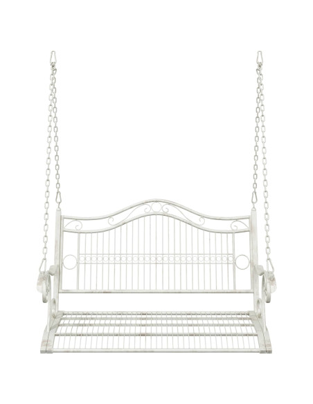 Panchina a Dondolo Acciaio 115 x 61 x 63 cm Bianco Antico