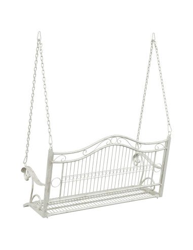 Panchina a Dondolo Acciaio 115 x 61 x 63 cm Bianco Antico