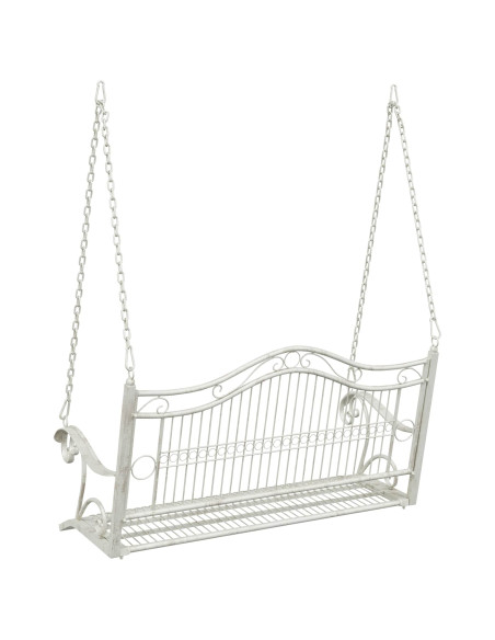Panchina a Dondolo Acciaio 115 x 61 x 63 cm Bianco Antico