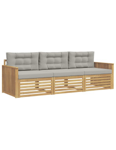 Set di divani da esterno 3 pcs Bianco e Grigio Chiaro 2