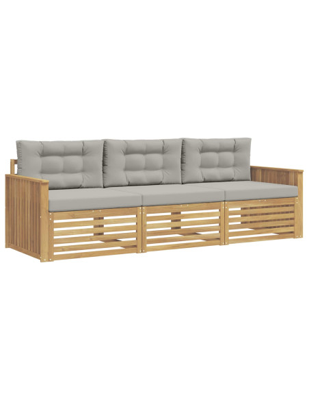 Set di divani da esterno 3 pcs Bianco e Grigio Chiaro