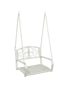 Panchina a Dondolo Acciaio 71,5 x 59 x 55 cm Bianco Antico 2