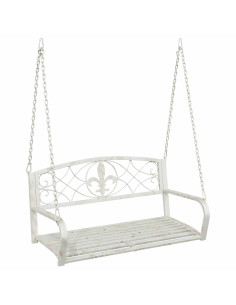 Panchina a Dondolo Acciaio 110,5 x 59 x 55 cm Bianco Antico 2