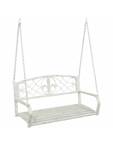Panchina a Dondolo Acciaio 110,5 x 59 x 55 cm Bianco Antico