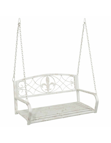 Panchina a Dondolo Acciaio 110,5 x 59 x 55 cm Bianco Antico