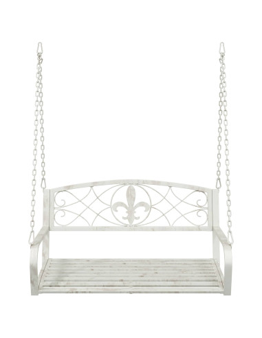 Panchina a Dondolo Acciaio 110,5 x 59 x 55 cm Bianco Antico