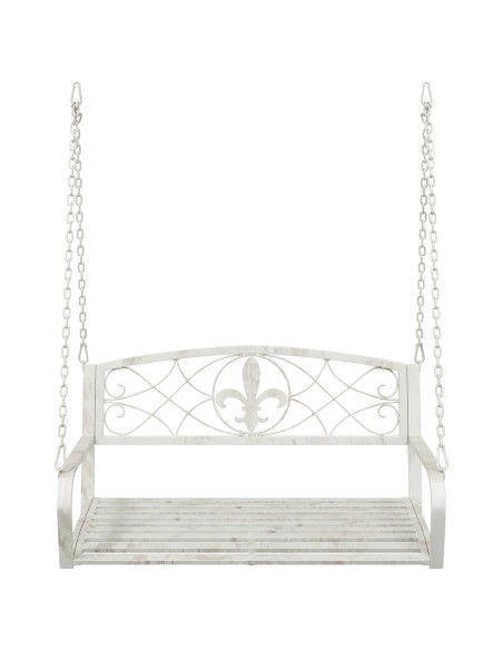 Panchina a Dondolo Acciaio 110,5 x 59 x 55 cm Bianco Antico