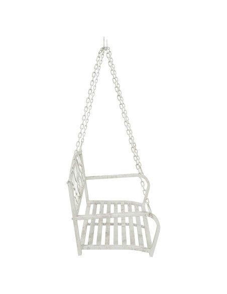 Panchina a Dondolo Acciaio 110,5 x 59 x 55 cm Bianco Antico
