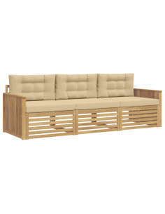 Set di divani da esterno 3 pcs Bianco e Beige 2