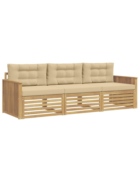 Set di divani da esterno 3 pcs Bianco e Beige