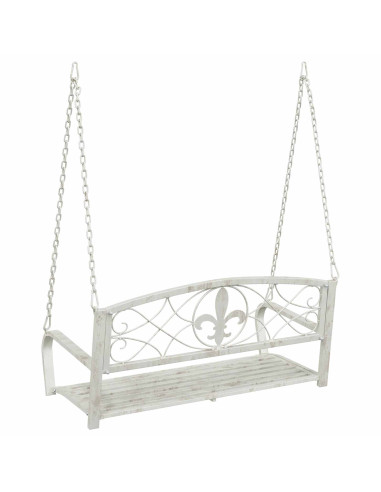 Panchina a Dondolo Acciaio 110,5 x 59 x 55 cm Bianco Antico