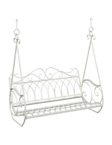 Panchina a Dondolo Acciaio 112 x 60 x 126,5 cm Bianco Antico