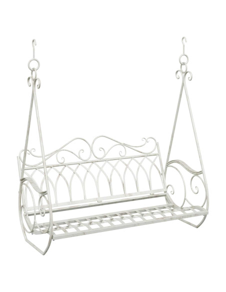 Panchina a Dondolo Acciaio 112 x 60 x 126,5 cm Bianco Antico