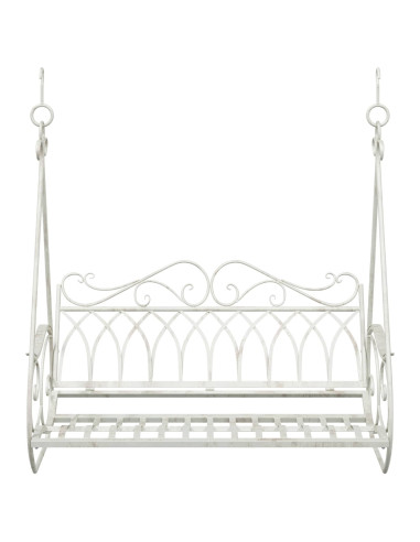 Panchina a Dondolo Acciaio 112 x 60 x 126,5 cm Bianco Antico