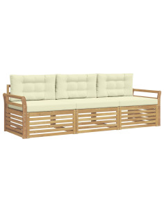 Set di divani da esterno 3 pcs Bianco e Crema 2