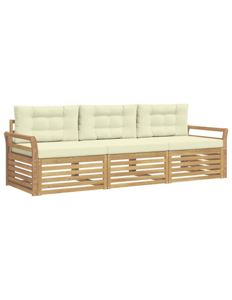 Set di divani da esterno 3 pcs Bianco e Crema