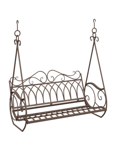 Panchina a Dondolo Acciaio 112 x 60 x 126,5 cm Marrone Antico