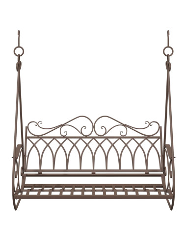 Panchina a Dondolo Acciaio 112 x 60 x 126,5 cm Marrone Antico