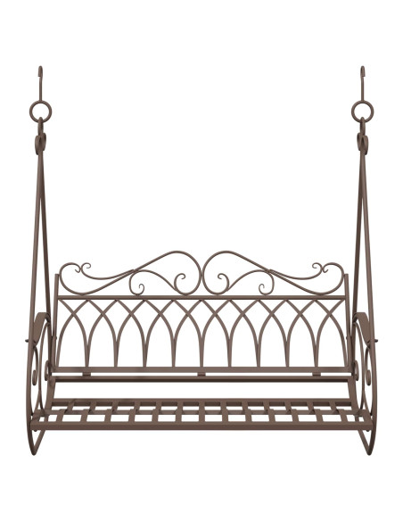 Panchina a Dondolo Acciaio 112 x 60 x 126,5 cm Marrone Antico