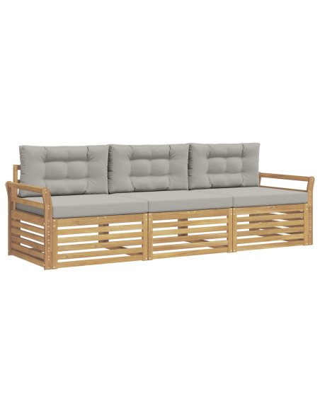 Set di divani da esterno 3 pcs Bianco e Grigio Chiaro