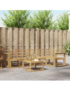 Set di divani da esterno 6 pcs Bianco Legno di Acacia Massello