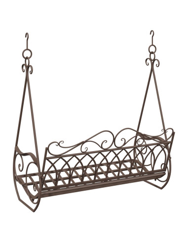 Panchina a Dondolo Acciaio 112 x 60 x 126,5 cm Marrone Antico