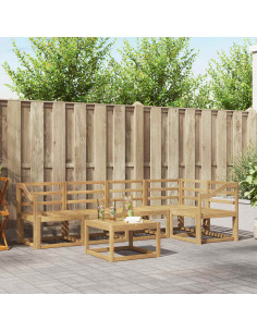 Set di divani da esterno 6 pcs Bianco Legno di Acacia Massello