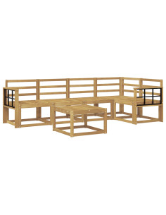 Set di divani da esterno 6 pcs Bianco Legno di Acacia Massello 2