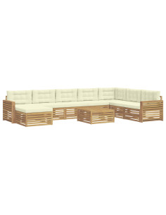 Set di divani da esterno 9 pcs Bianco e Crema 2