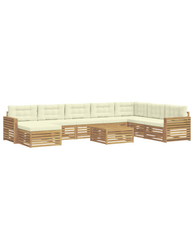 Set di divani da esterno 9 pcs Bianco e Crema