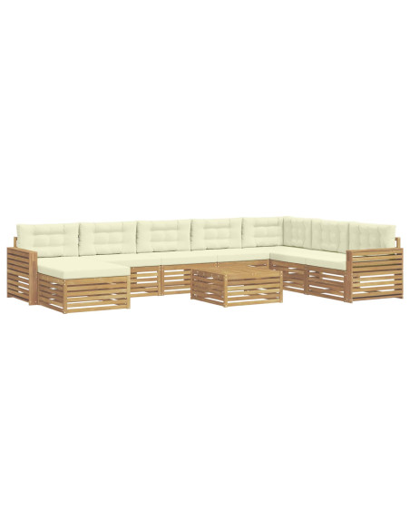 Set di divani da esterno 9 pcs Bianco e Crema