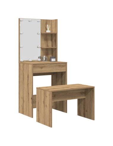 Set Toeletta con LED Rovere Artigianale in Legno Multistrato