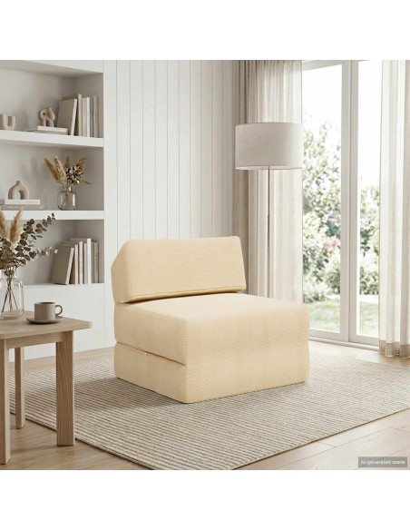 Divano Letto Pieghevole Crema 60 x 70 x 41 cm Tessuto