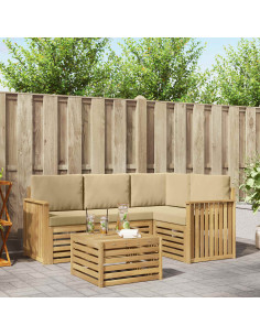 Set di divani da esterno 5 pcs Bianco e Beige 59 x 59 x 37 cm