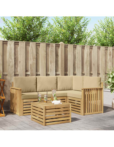 Set di divani da esterno 5 pcs Bianco e Beige 59 x 59 x 37 cm